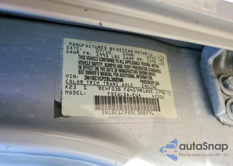 2011 Nissan Versa S z USA, uszkodzony, nr VIN 3N1BC1CP2BL388596